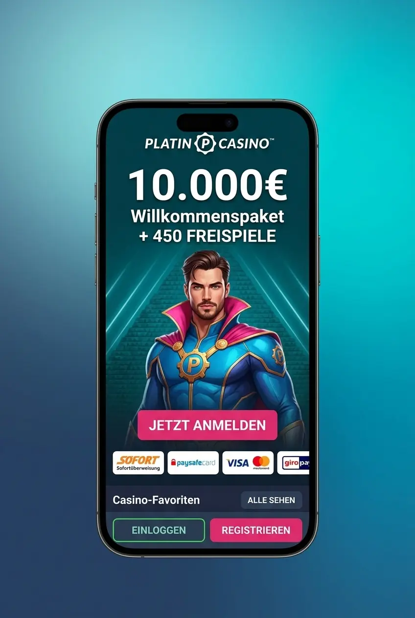 PlatinCasino Login-Seite mit Anmeldeformular