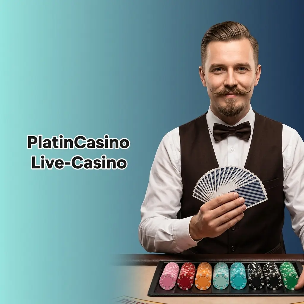 Live-Casino Dealer am Tisch im PlatinCasino Studio