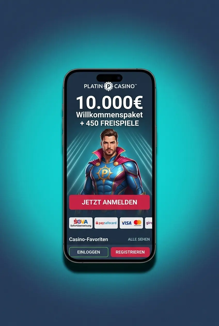 PlatinCasino Login-Seite auf Website und App