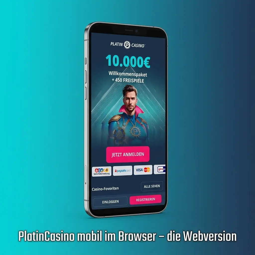 PlatinCasino mobile Webversion im Browser auf einem Smartphone