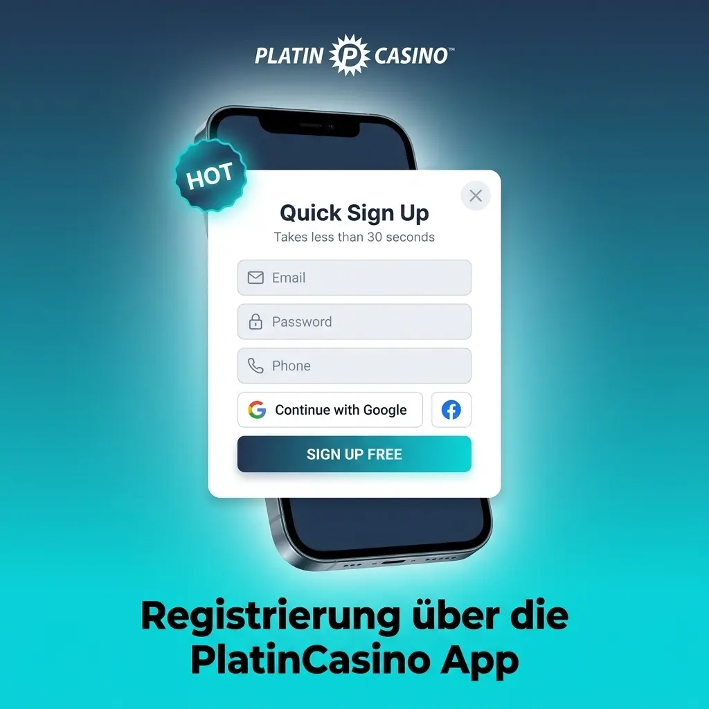 PlatinCasino App Registrierungsprozess auf einem Smartphone